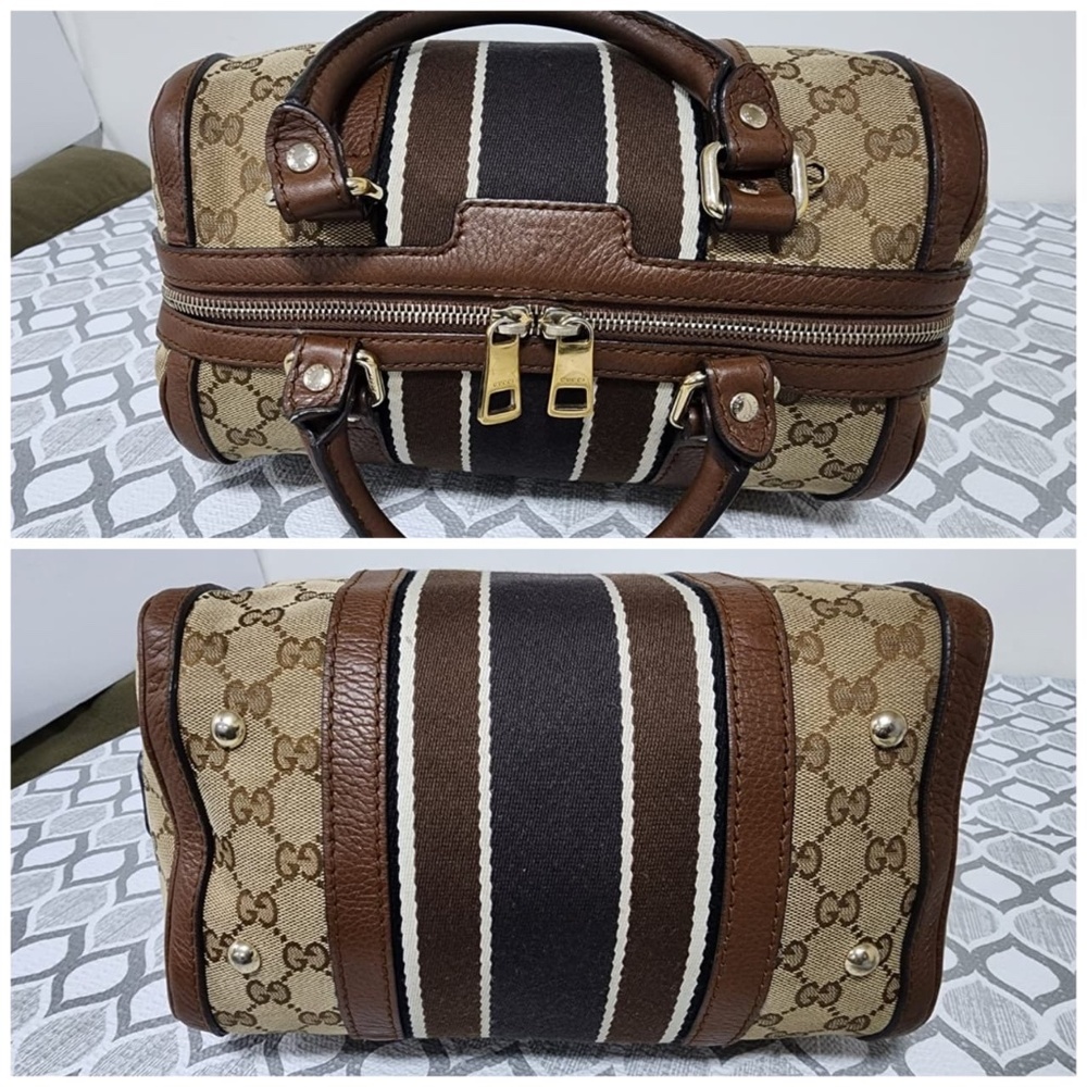 Authentic Gucci GG Canvas Top Handle Bag Brown/Beige - Picture 6 of 12